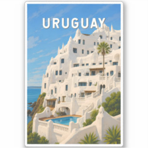 Sticker Uruguay Casapueblo Illustration Voyage Art Rétro