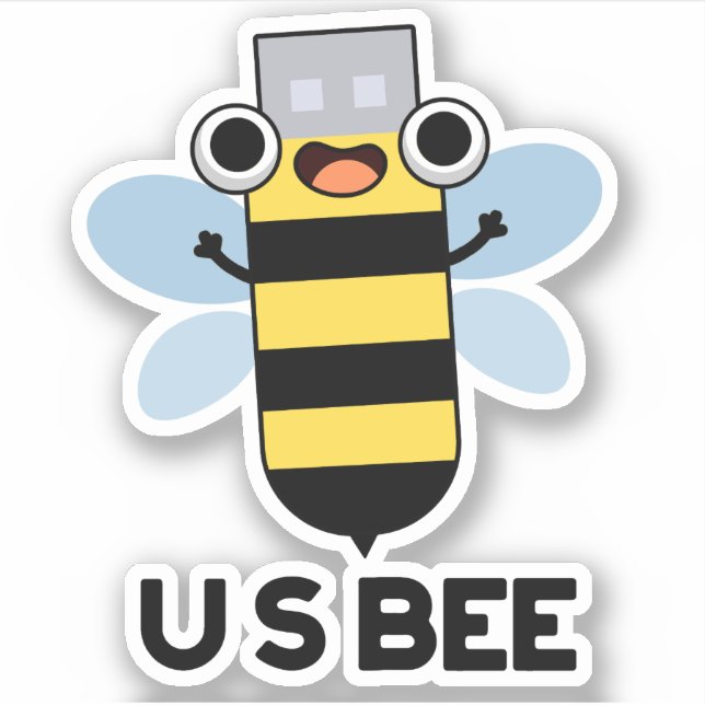 Sticker US Bee Funny USB Technical Pun (Devant)