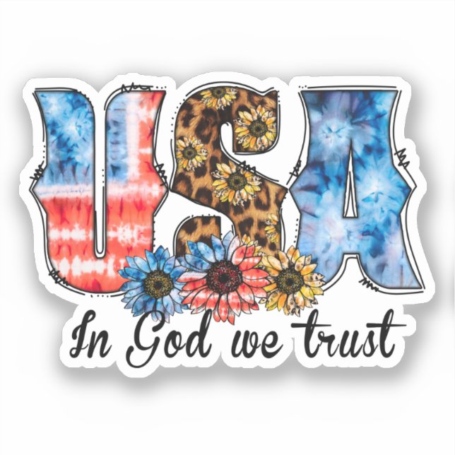 Sticker USA En Dieu, nous faisons confiance | Christian |  (Recto)