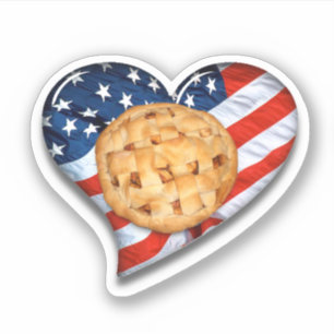 Sticker USA Flag Heart and Apple Pie