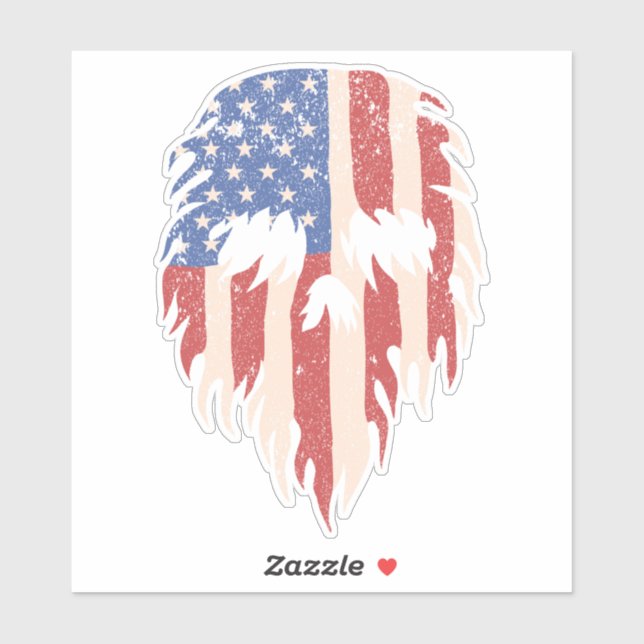 Sticker USA Flag Skull Beard | Distressed Patriotic Design (Feuille)