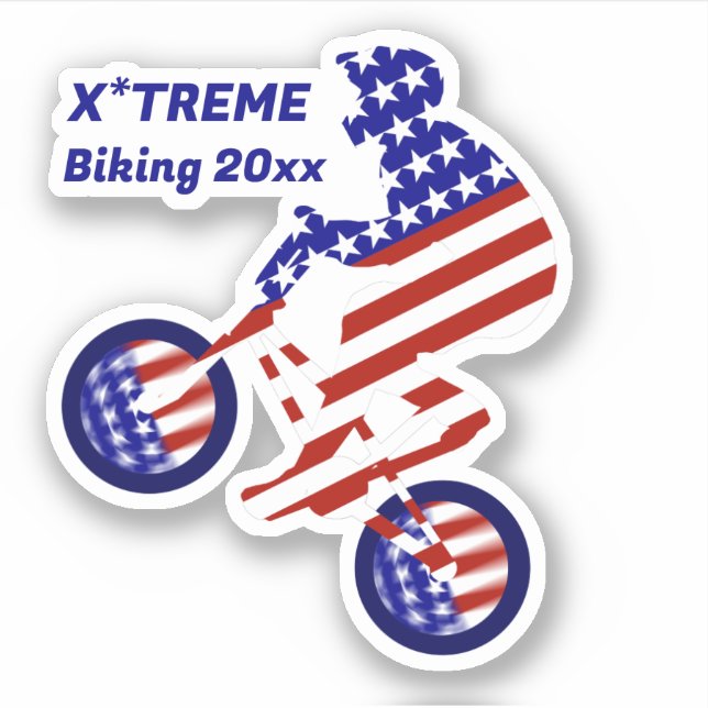 Sticker USA Patriotic Biking BMX (Devant)