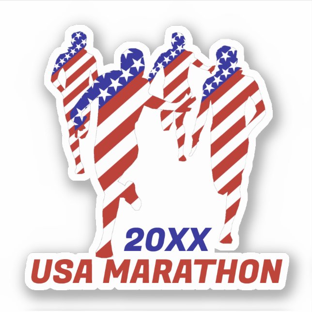 Sticker USA Patriotic MARATHON / RELAY RUN (Devant)