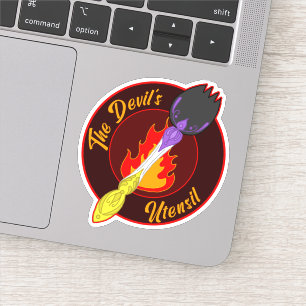 Sticker Ustensile du diable - Doodle de porc non binaire s
