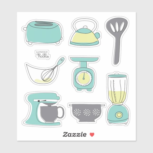 Sticker Ustensiles de cuisine Cuisson Boulangerie Petit dé (Feuille)