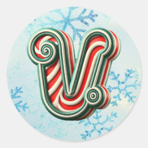 Sticker "V" de Noël sucre de canne, Stripes festiv