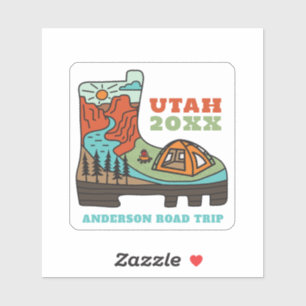 Sticker Vacances de famille en Utah, road trip, camping en