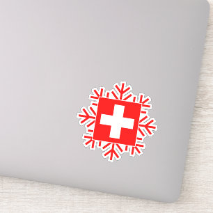 Sticker Vacances élégantes suisses de ski de drapeau et 