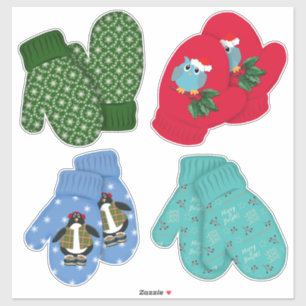 Sticker Vacances Mittens   Décor de Noël   Grand