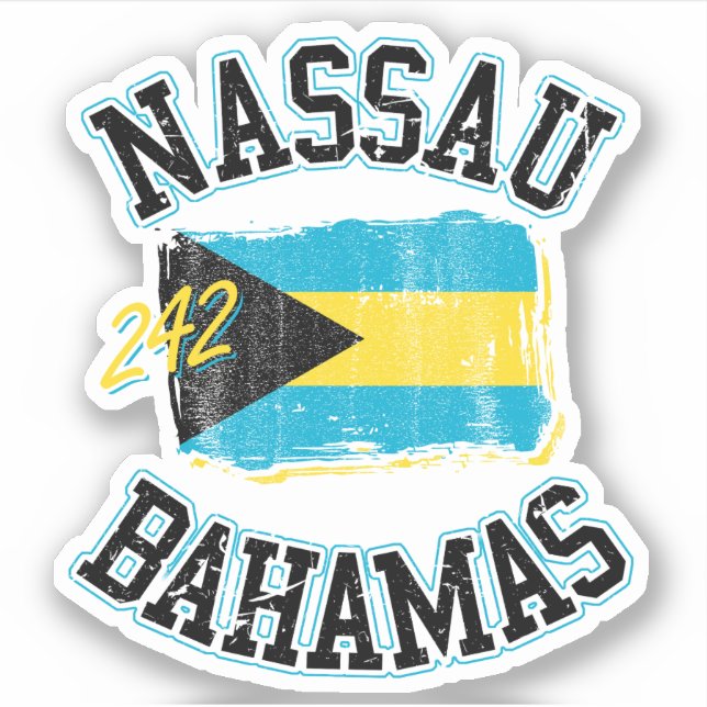 Sticker Vacances Nassau Bahamas Drapeau croisière (Devant)