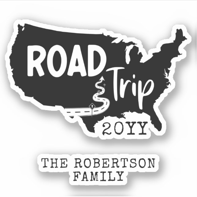 Sticker Vacances personnalisées | Family Road Trip USA Car (Devant)