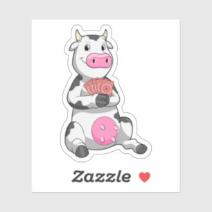 Sticker Vache au Poker avec cartes de Poker