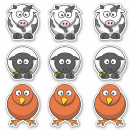 Sticker Vache d'animal de ferme, mouton, poulet Barnyard C