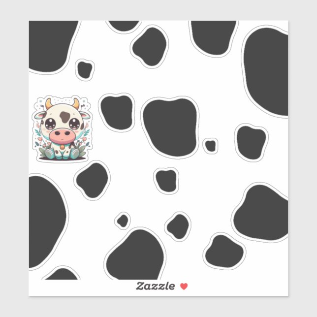 Sticker Vache de Kawaii (Feuille)