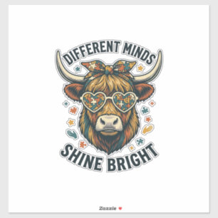 Sticker Vache de sensibilisation à l'autisme Gravure vinta