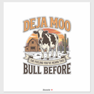 Sticker Vache drôle Deja Moo Création de chemise western v