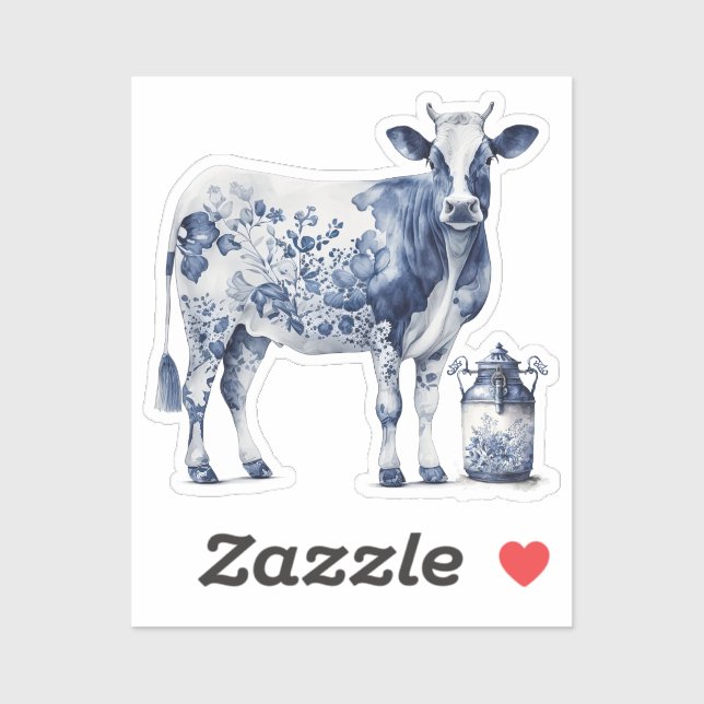 Sticker Vache et pot de lait (Feuille)