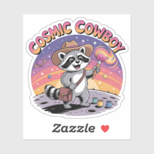 Sticker Vacher de l'espace Raton laveur Artiste Lune Cosmi