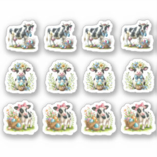 Sticker Vaches noires et blanches de Pâques