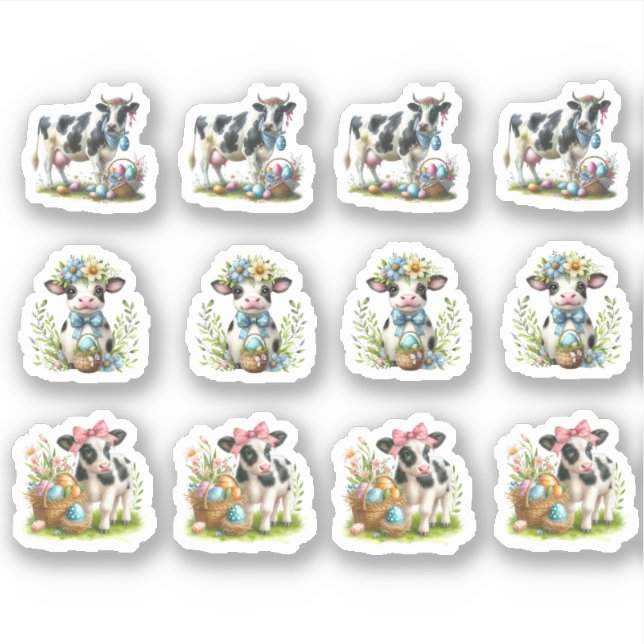 Sticker Vaches noires et blanches de Pâques (Devant)