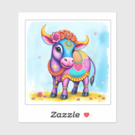 Sticker Vaches sacrées en déguisement festif pour Diwali