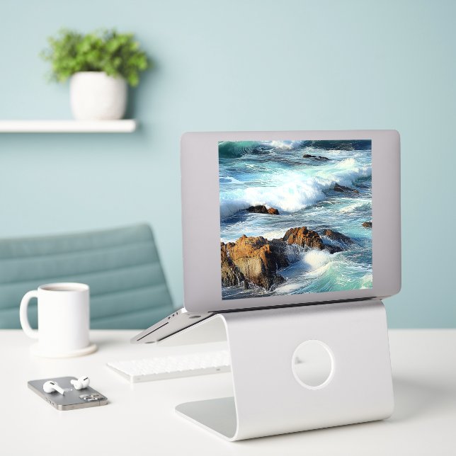 Sticker Vagues de l'océan Pacifique (Ordinateur portable sur le bureau)