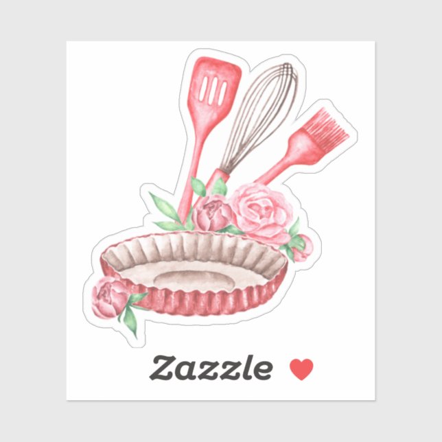 Sticker Vaisselle rose (Feuille)