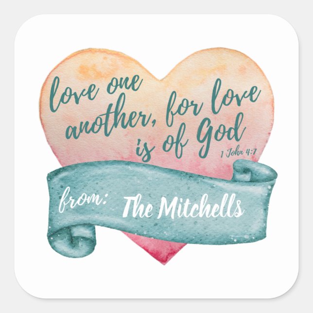 Sticker Valentine Aquarelle Christian Bible Verse (Devant)