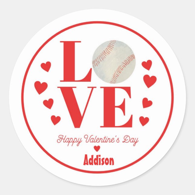 Sticker Valentine de baseball, LOVE Baseball (Devant)