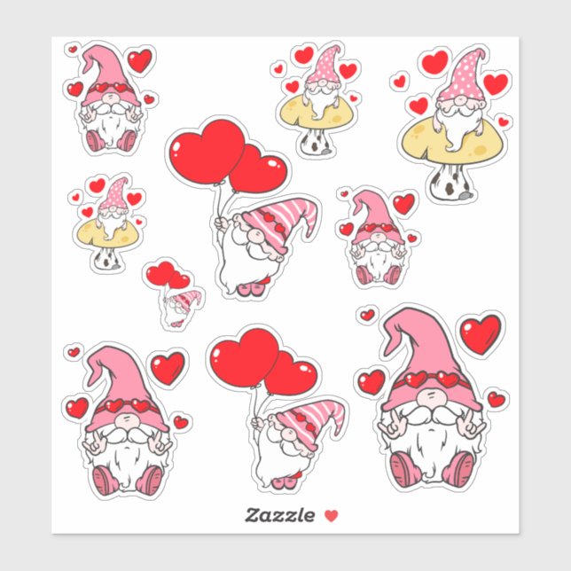 Sticker Valentine Gnomes (Feuille)