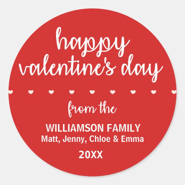 Sticker Valentine Personnalisé Rouge avec Coeurs (Devant)