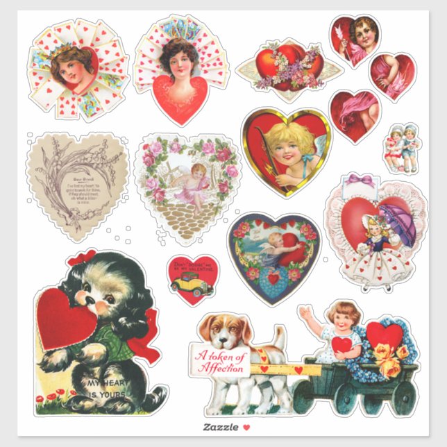 Sticker Valentine vintage (Feuille)