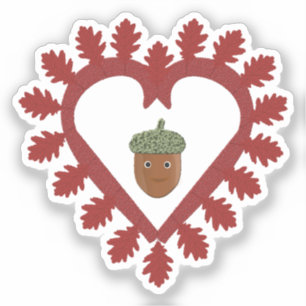 Sticker Valentines Day Love Heart Acorn