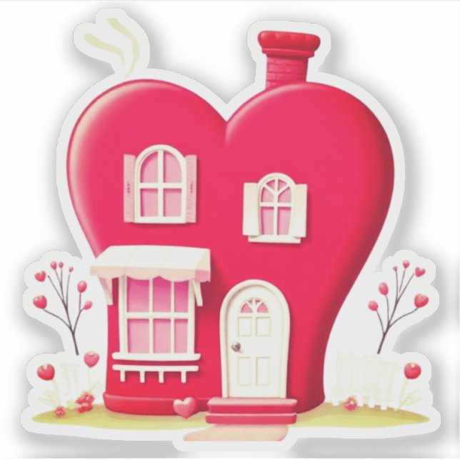 STICKER VALENTINES HEART HOUSE (Devant)