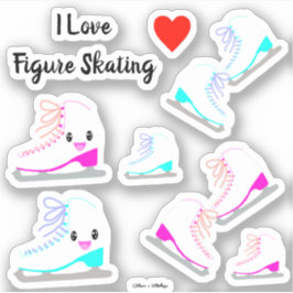 Sticker VALEUR Patinage sur glace Cute Assortie rose/bleu