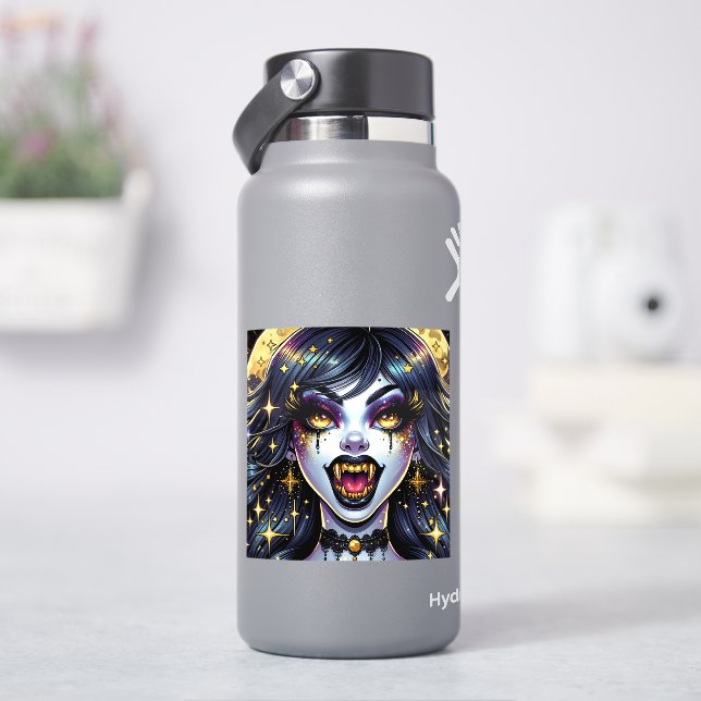 Sticker Vampire avec Gold Fangs Pleine lune Halloween Part (HydroFlask)