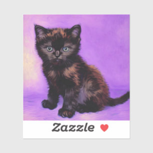 Sticker Van Gogh Style Chat pourpre