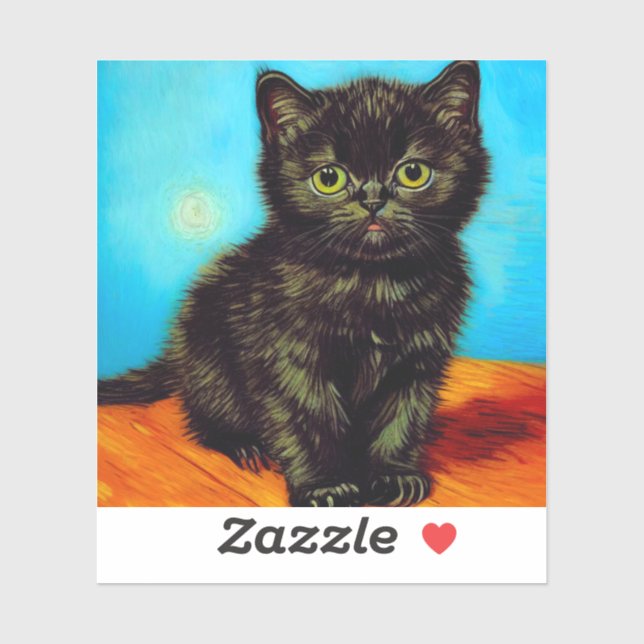 Sticker Van Gogh Style Pouting Kitten (Feuille)