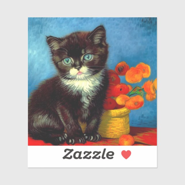 Sticker Van Gogh Tuxedo Cat (Feuille)