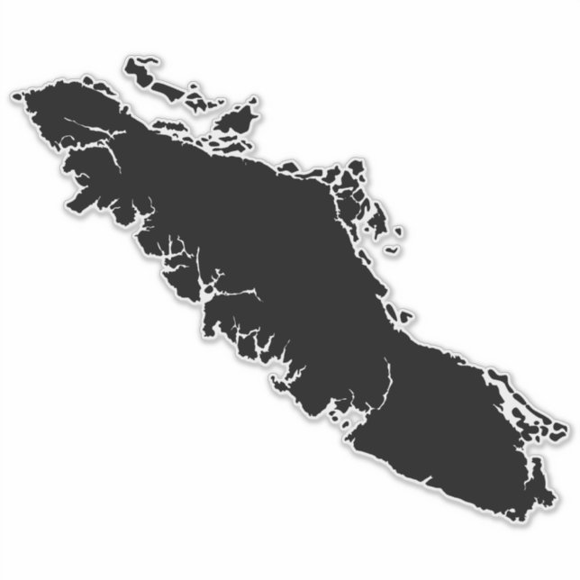 Sticker Vancouver Island Map Detailed Outline (Devant)
