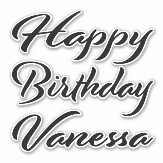 Sticker Vanessa Nom Prénom Anniversaire de la Broderie noi (Devant)