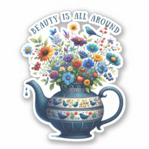Sticker Vase d'art populaire Fleurs Beauté Partout