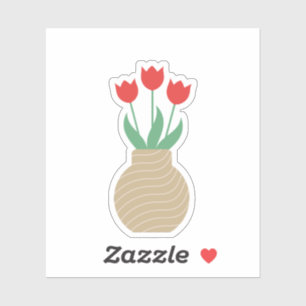 Sticker Vase tulipes rouges Vase vinyle coupé sur mesure