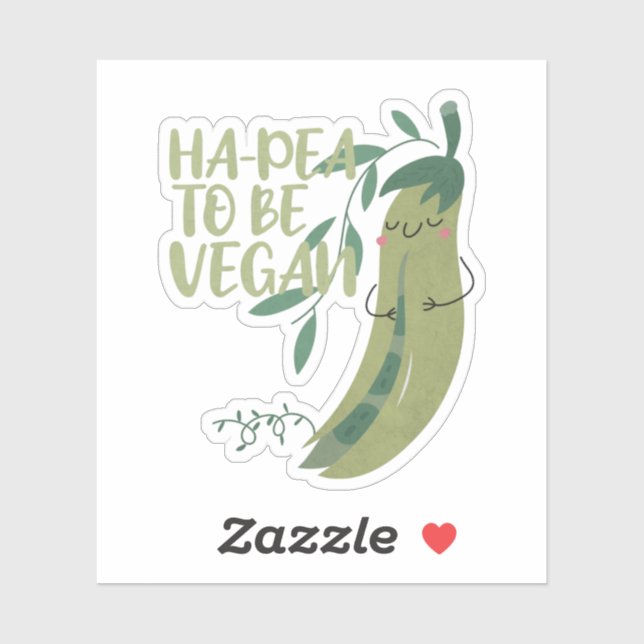 Sticker Vegan Pun : Ha-pea to be Vegan (Feuille)