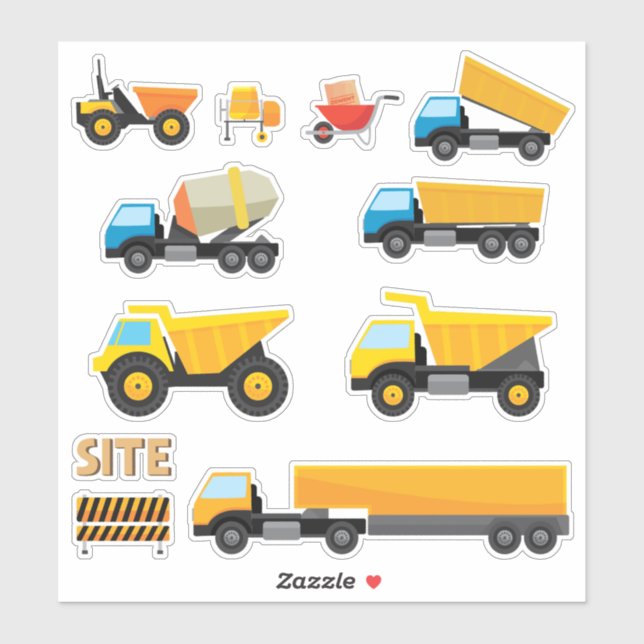 Sticker Véhicules du chantier de construction pour enfants (Feuille)