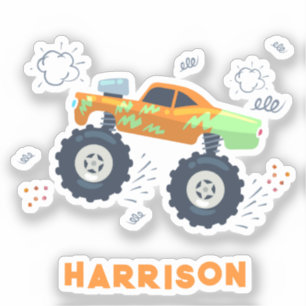 Sticker Véhicules monstres personnalisés avec nom