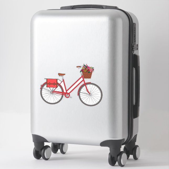 Sticker Vélo à fleurs - Rouge (Sur valise)