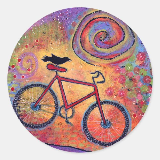 Sticker Vélo et Corbeau - Juste à Ride et Voler (Devant)