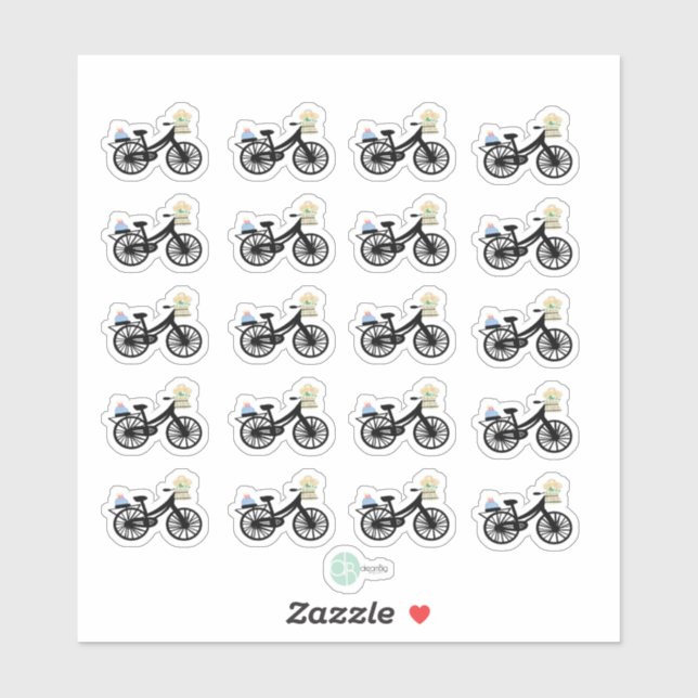 Sticker Vélo mignon avec gâteau Anniversaire Rappel Planif (Feuille)