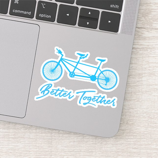 Sticker Vélo Tandem, Mieux Ensemble, Vélo Bleu (Détail)